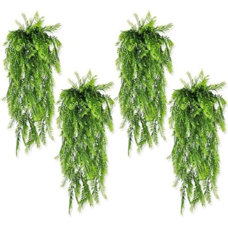 [NUNCA USADO] Juego de 4 plantas colgantes artificiales: helecho artificial, plantas colgantes artificiales, plantas colgantes verdes falsas, decoración para interior y exterior, arco de jardín
