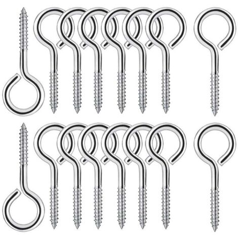 25 pernos de ojo roscados M4 en acero inoxidable 304, tornillos autorroscantes redondos, tornillos de anillo, ganchos de ojo, pernos de ojo, ganchos de tornillo, 50 mm