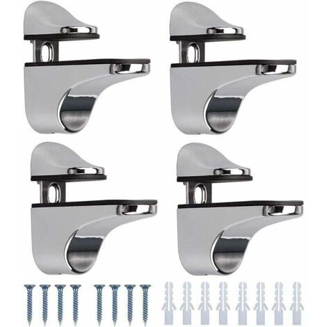[NUNCA USADO] Soportes para estantes de vidrio (4 piezas), ajustables, de aleación de zinc pulido, para pisos de vidrio y madera de hasta 3-20 mm de espesor.