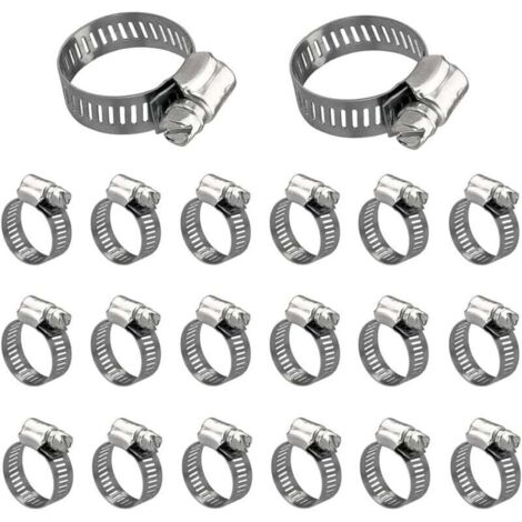 [NUNCA USADO] 20 abrazaderas de manguera de acero inoxidable de 13-19 mm, ajustables, resistentes y resistentes a la oxidación, para mangueras de agua domésticas, tanques de gas y tuberías de automóvi (1/4)