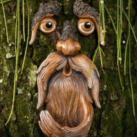 [NUNCA USADO] Comedero para pájaros con forma de árbol - Comedero de resina - Decoración de jardín - Escultura de árbol - Decoración divertida para exteriores - 6 x 15 cm / 2,4 x 5,9 pulgadas