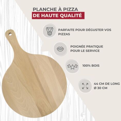 Fackelmann 31760 Planche à Pizza Ronde En Bois 30 Cm Avec Manche - Idéale Pour Découper Et Servir Pizzas, Tartes & Quiches