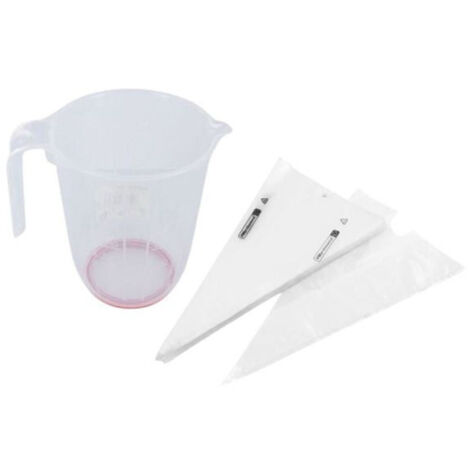Set de 100 poches à douilles professionnelles jetables 50 cm et Verre doseur transparent en plastique 1 litre FM Professional (1/5)