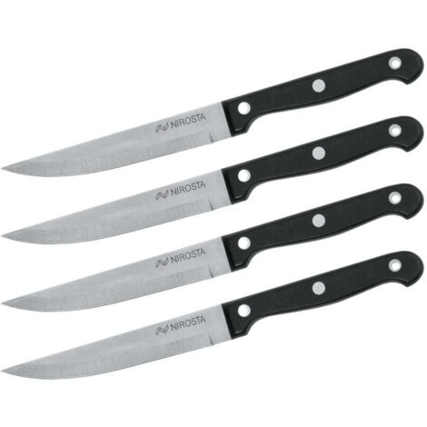 Lot de 6 couteaux à steak classiques avec manche plat Monobock Lame de 110 mm Couverts en acier