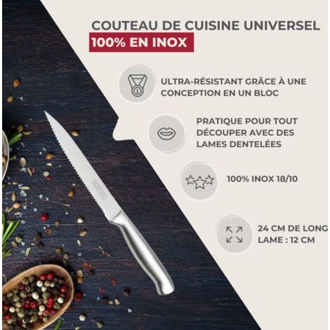 Couteau à Pain Cranté La Fourmi - Lame 24 Cm Inox - Made In France - Réf 10282