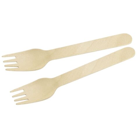 DON PALILLO - 100 fourchettes en bois jetables, 16 cm. 100