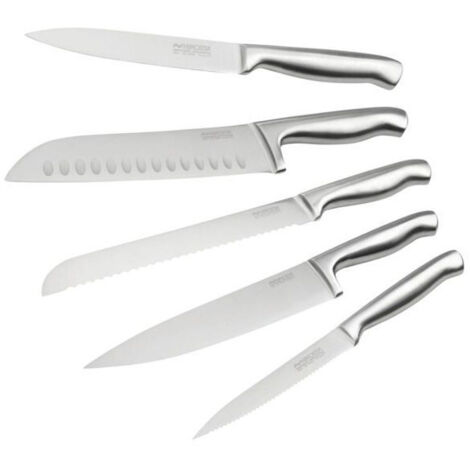 Ensemble de 5 couteaux de cuisine professionnels en inox de 24 à 33,5 cm Nirosta Star