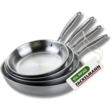 4 poêles 20 24 26 et 28 cm inox 18/10 Triply Fackelmann Vita3