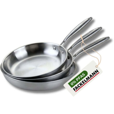 3 poêles 20 26 et 28 cm inox 18/10 Triply Fackelmann Vita3