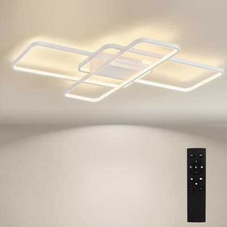 BAYHT Dimmable Ceiling Light with Remote Control, 80W LED Ceiling Lights Fixtures Brightness Adjustable, Modern Ceiling Lamp LED for Living Room Bedroom White 105cm