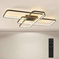 BAYHT Dimmable Ceiling Light with Remote Control, 80W LED Ceiling Lights Fixtures Brightness Adjustable, Modern Ceiling Lamp LED for Living Room Bedroom Black 105cm