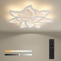 BAYHT Dimmable Ceiling Light with Remote Control, 46W LED Ceiling Lights Fixtures Brightness Adjustable, Modern Ceiling Lamp LED for Living Room Bedroom, 10 Petals Floral Lamp Φ81cm