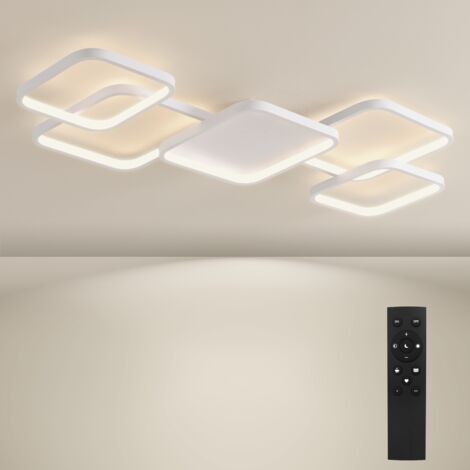 BAYHT Plafonnier à intensité variable avec télécommande, luminaires LED de 56 W à intensité variable, plafonnier LED moderne pour salon ou chambre à coucher, blanc