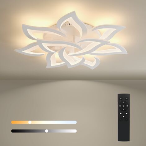 BAYHT Plafonnier à intensité variable avec télécommande, luminaires LED de 46 W à intensité réglable, plafonnier LED moderne pour salon ou chambre à coucher, lampe florale à 10 pétales Φ81 cm