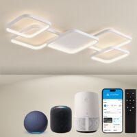 BAYHT Plafonnier avec télécommande, lampe de salon compatible avec Alexa, GoogleHome HomeKit et IFTTT, plafonniers LED modernes 56 W pour chambre à coucher et salon, blanc intelligent
