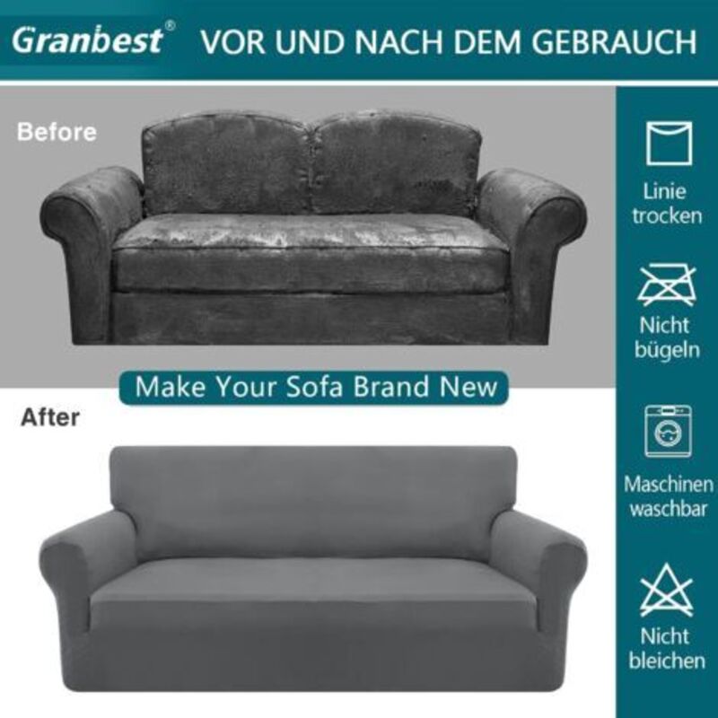 Deeky Sofabezug Waschbar – Wendbar, Wasserabweisend & Rutschfest, Haustier-Schutz Für Couch & Sessel