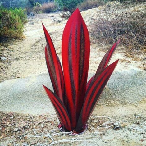 Agavenpflanze aus Metall, fr Gartendekoration, rot, rustikale  Tequila-Skulptur, geeignet fr den Innenbereich, Rasenornamente