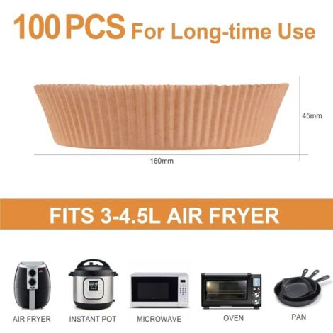 100 Stück Air Fryer Pergamentpapier Rund, 20,3 Cm, Perforiert – Antihaftbeschichtet, Für Heißluftfritteuse & Dampfgarer