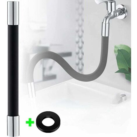 Wasserhahn Verlängerung 20cm Universelles Wasserhahn Strahlregler Silikonschlauch Wasserhahn Verlängerungsrohr 360° Flexibel Biegen Schwarz (1/4)