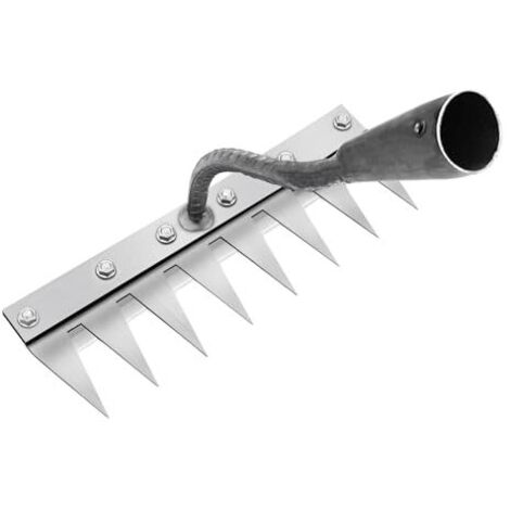 Multifunktionaler Unkrautrechen aus Metall, 8-Zinken-Gartenrechen, Tragbarer Gartenrechen zum Unkrautjäten, Gartengeräte zum Jäten/Lockern/Säen (ohne Stiel) 8 Zähne