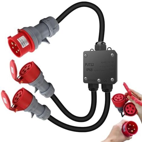 CEE-adapter 32A naar 16A, sterke stroomadapter met 1 m kabel, IP44
