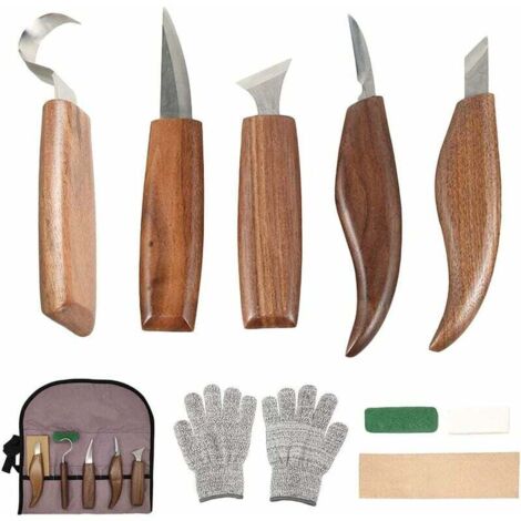 [NIEMALS VERWENDET] 10-teiliges Holzschnitzwerkzeug-Set aus Kohlenstoffstahl mit Hakenmesser, professionelles Schnitzmesser, Holzgravurwerkzeuge für die Holzbearbeitung
