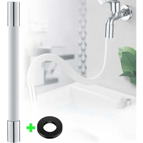 [NIEMALS VERWENDET] Wasserhahn Verlängerung 50cm Universelles Wasserhahn Strahlregler Silikonschlauch Wasserhahn Verlängerungsrohr 360° Flexibel Biegen Weiß