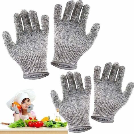 [NIEMALS VERWENDET] Packung mit 2 Paar schnittfesten Handschuhen für Kinder – Schutzstufe 5 – Lebensmittelkontaktqualität (XXS und XS)