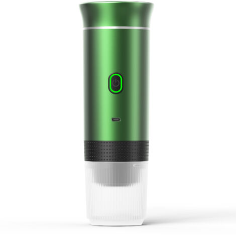 Tragbare Kaffeemaschine, 3-in-1, Espressokocher, elektrische Heizung, 12 V, Espressokocher, wiederaufladbar, für Büro, Reisen, Haus, kompatibel mit Espressokapseln und gemahlenem Kaffee, Grün
