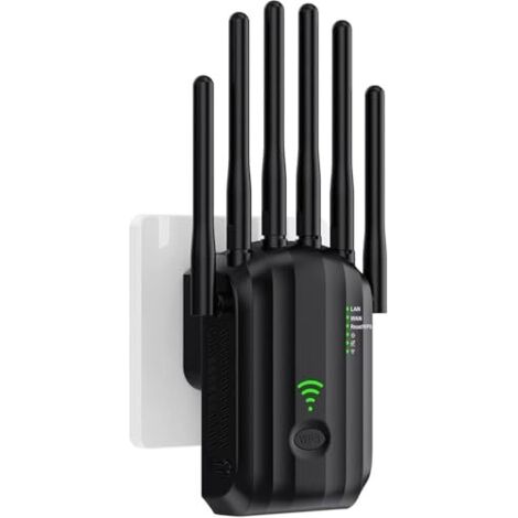 Leistungsstarker WLAN-Repeater für Zuhause, WLAN-Verstärker, 6 Antennen, 2 LAN-Anschlüsse, WLAN-Extender für Zuhause und Büro, WLAN-Signalverstärker, leistungsstarker WLAN-Extender, Abdeckung bis zu