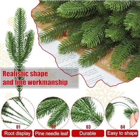 50 Stck Tannenzweige Knstlich 26x10cm, Knstliche Tannenzweige Geflschte  Kiefernzweige Knstliche Pflanzen Kiefernnadel Tannennadeln fr DIY  Adventskranz Weihnachten Deko