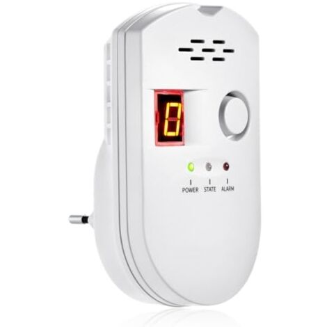 Gasdetektoren, Flüssiggas-/Erdgas-/Stadtgasalarm, mit akustischem Alarm und digitaler LED-Anzeige, Methan- und Propan-Butan-Monitor (weiß)
