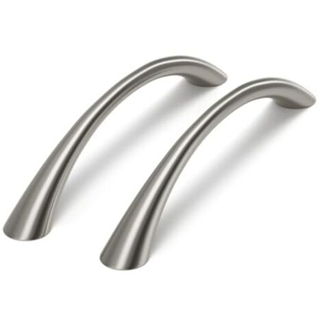 10 Stück Silber Griffe für Küchenschränke, 128mm Lochabstand Möbelgriffe, Gewölbte Küchengriffe, Modern Schrankgriffe, Schubladengriffe, Gebürstet Türgriffe