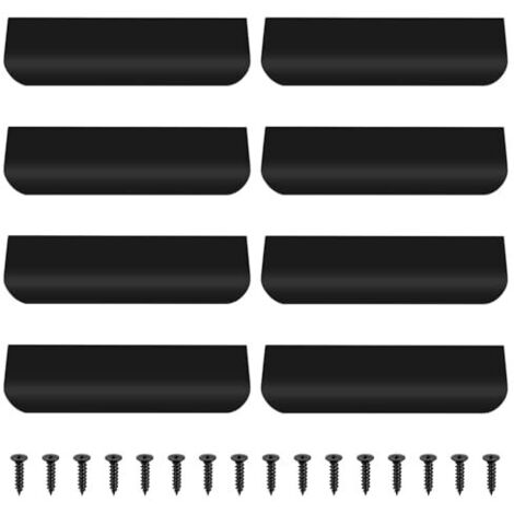 8 Stück Schwarz Möbelgriffe, 120mm Versteckte Schrankgriffe Küchengriffe Schwarz, Aluminiumlegierung Schubladen Griffe für Schranktüren Kleiderschrank Türgriffe Schubladengriffe, mit Schrauben