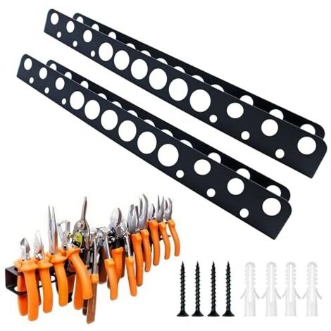 2 Stück Zangenhalter Wandhalterung Set,40 cm Wandhalterung Werkzeug,Werkzeug Wandhalter mit Schrauben und Expansionsrohr, Schraubendreher Halter,Zangen Wandregal,für Garage Werkstatt & Haushalt (1/5)