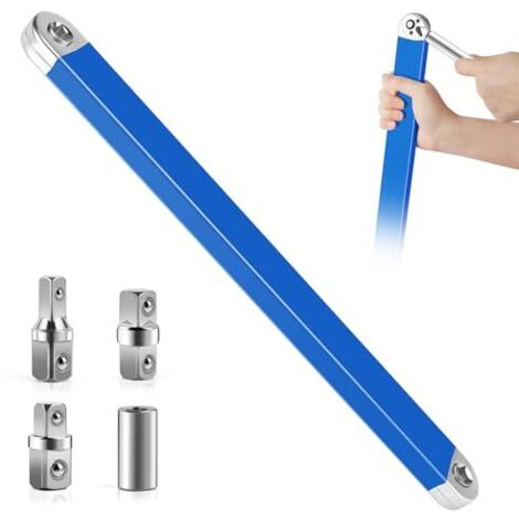 Offset Extension Wrench, Gekröpfter Verlängerungsschlüssel, Offset Verlängerungsschlüssel mit 1/2", 1/4" und 3/8" Antriebsadapter, für Mechaniker Garagenhandwerker