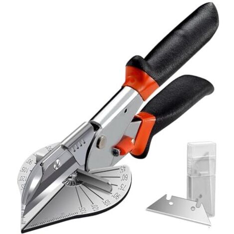 [NIEMALS VERWENDET] Multi-Winkel Gehrungsschere, 45-135 Grad Schneidwerkzeug, Multifunktionale Kabelkanal-Schere für PVC, Holz, Kunststoff, mit 2 Ersatzklingen