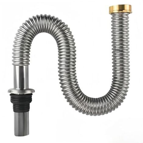 [NIEMALS VERWENDET] Flexibler Abflussschlauch für Spüle, Flexibler Küchensiphon, hochtemperaturbeständig, aus Edelstahl, flexibler Siphon für Waschbecken (60 cm)