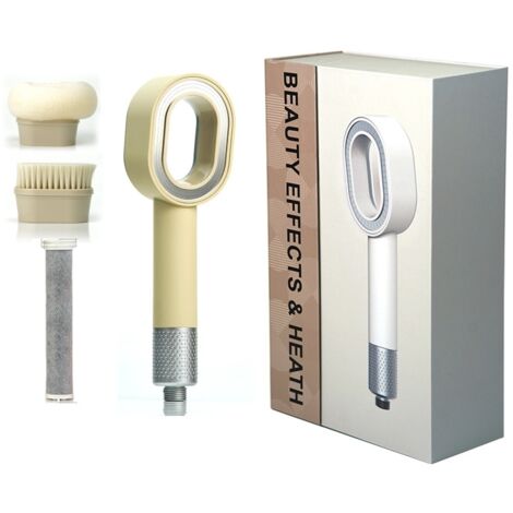 Duschkopf mit Filter, 3 in 1 Handbrausen mit Reinigungsbürsten/Schwamm, Massage Hochdruck Wassersparend Duschkopf Set für Hartes Wasser (Grau)