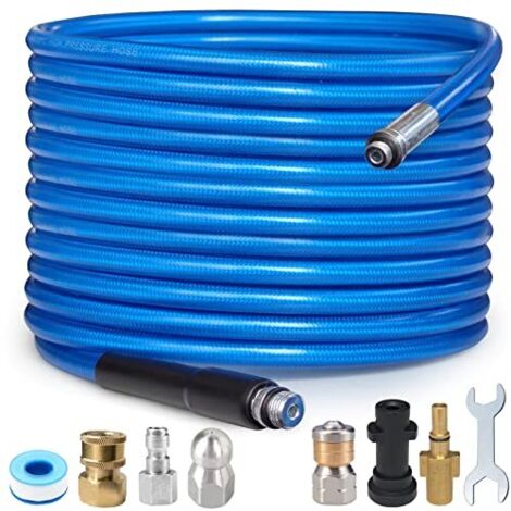 [NIEMALS VERWENDET] 10m Rohrreinigungsschlauch Set  3000 PSI/180 Bar Druckreiniger Schlauch  Rohrreinigungsspülanlage für Karcher K2 K3 K4 K5 K6 K7 & Bosch AQT Haushalts-Hochdruckreiniger  Blau (1/5)