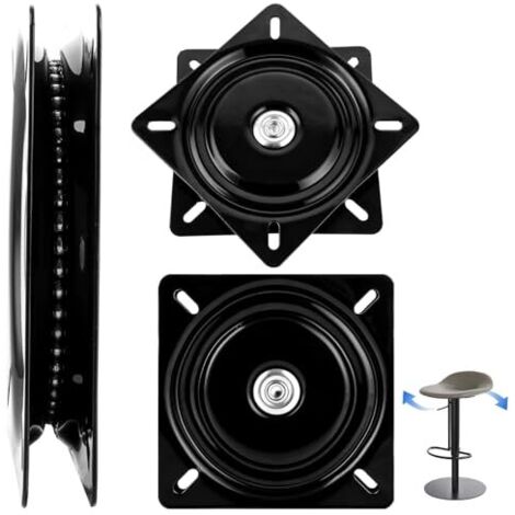 2 Stück Drehbeschlag Schwerlast 360 Drehbar Drehlager Schwerlast 200kg 7 inch / 175mm Drehlager Drehplatte 360 Grad Edelstahl Drehkonsole Schwarz Drehteller für Stuh, Barhocker, Bücherregale