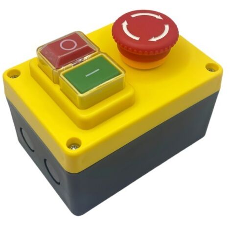 Dytabepl 220V KJD17B Einphasiger Ein-/Ausschalter, Sicherheitsschalter, Maschinenschalter, Nullspannungsschalter mit Steckdose, Not-Aus-Schalter EU- Stecker