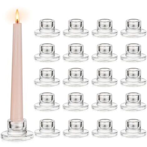 Glas Kerzenständer Stabkerzen: 20er Set Klein Kerzenhalter Stabkerzen Klar Stabkerzenhalter Glas Kerzenständer Weihnachten für Tischdeko Kerzenhalter Stabkerze für Hochzeit Geburtstag