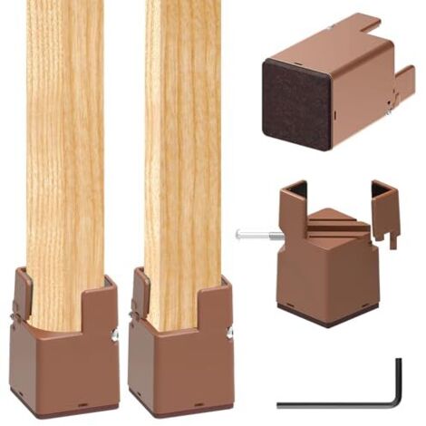 4 Stück Möbelerhöhung 5cm, Verstellbare Betterhöhung mit Schraubklemme, Betterhöher Schwerlast Stuhlerhöhungen, Möbelerhöher für 22-42mm Breite Quadrat & Runde Stuhlbein (5cm Braun)