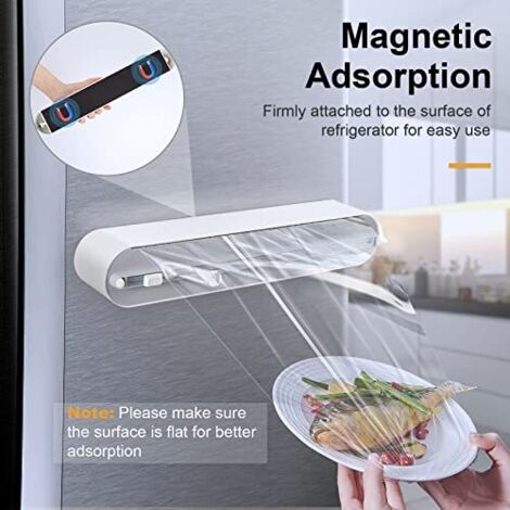 BBTISG Magnetischer Frischhaltefolienspender 2-in-1 Mit Schneider – Wandmontiert, Verstellbar 15–30 Cm