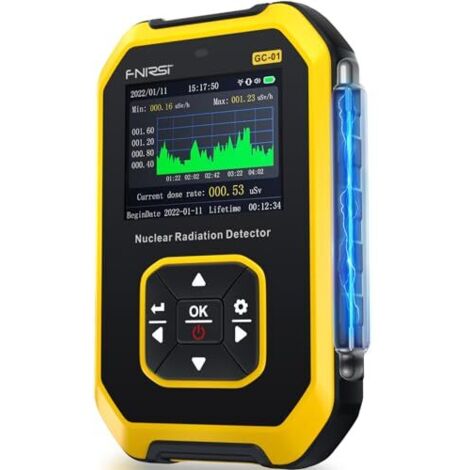 [NIEMALS VERWENDET] Nuklearstrahlungsdetektor mit Geigerzähler – Strahlungsdosimeter mit LCD-Anzeige, wiederaufladbares tragbares Beta-Gamma-Strahlungsmessgerät, 5 umschaltbare Dosiseinheiten
