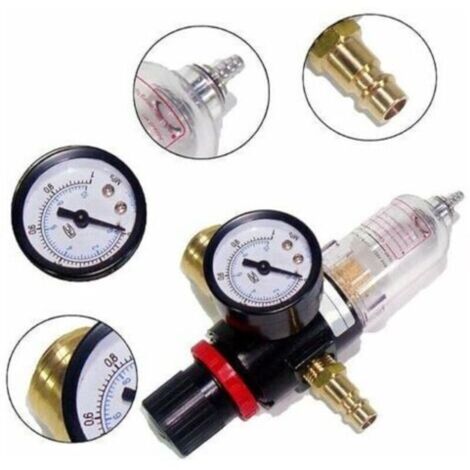 Druckluftregler, Luftfilter, 1/4 BPS Druckregler Mit Wasserabscheider Deutsche Schnellkupplungen Und Manometer 88109703 Druckluftregler, Luftfilter, 1/4 BPS Druckregler Mit Wasserabscheider Deutsche Schnellkupplungen Und Manometer 88109703