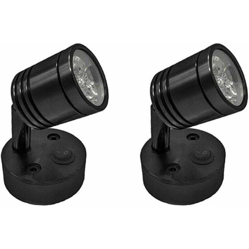 Luce Da Lettura LED 12V Con USB E Dimmer Touch - Lampada Orientabile Per Camper, Roulotte, Barca, Furgone (Nero)