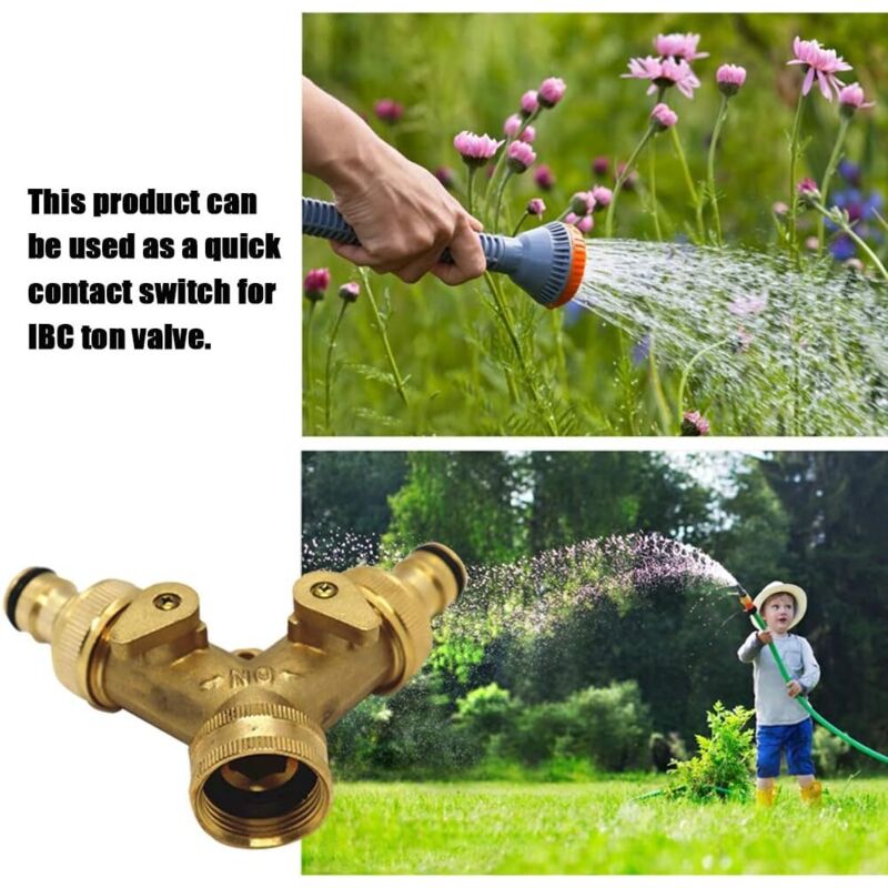 Distributore 2 Vie 3/4 In Ottone - Per Rubinetto Giardino, Lavatrice E