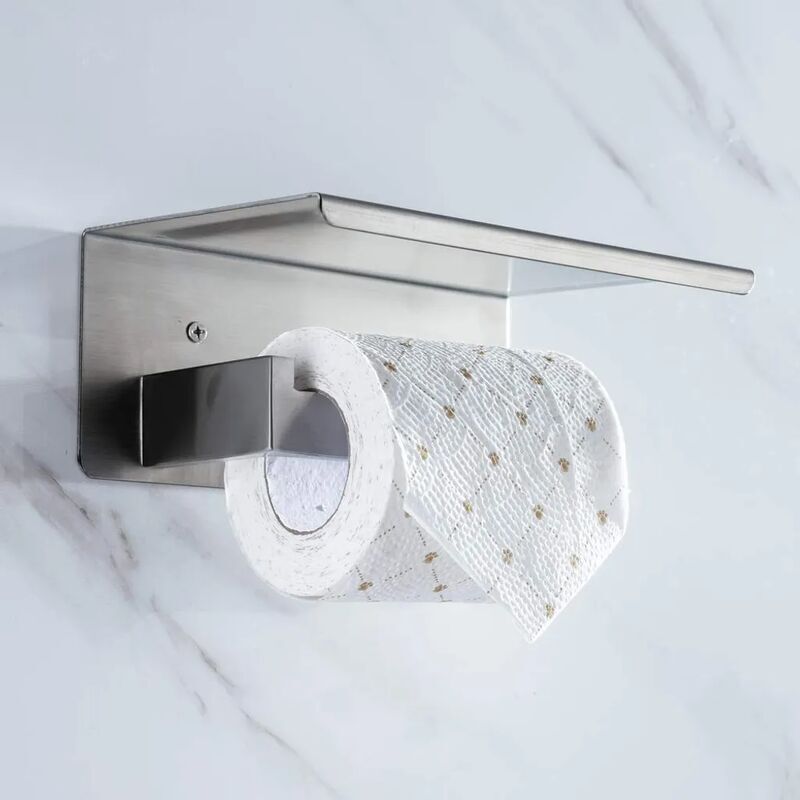 Celbon Porta Carta Igienica Montaggio a Parete, Portarotolo Acciaio Inox 304 Porta Rotolo Senza Foratura,finitura Nero